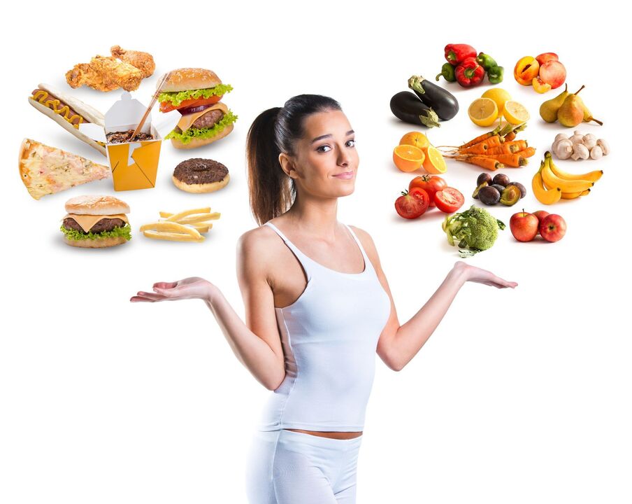 choix entre aliments sains et malsains